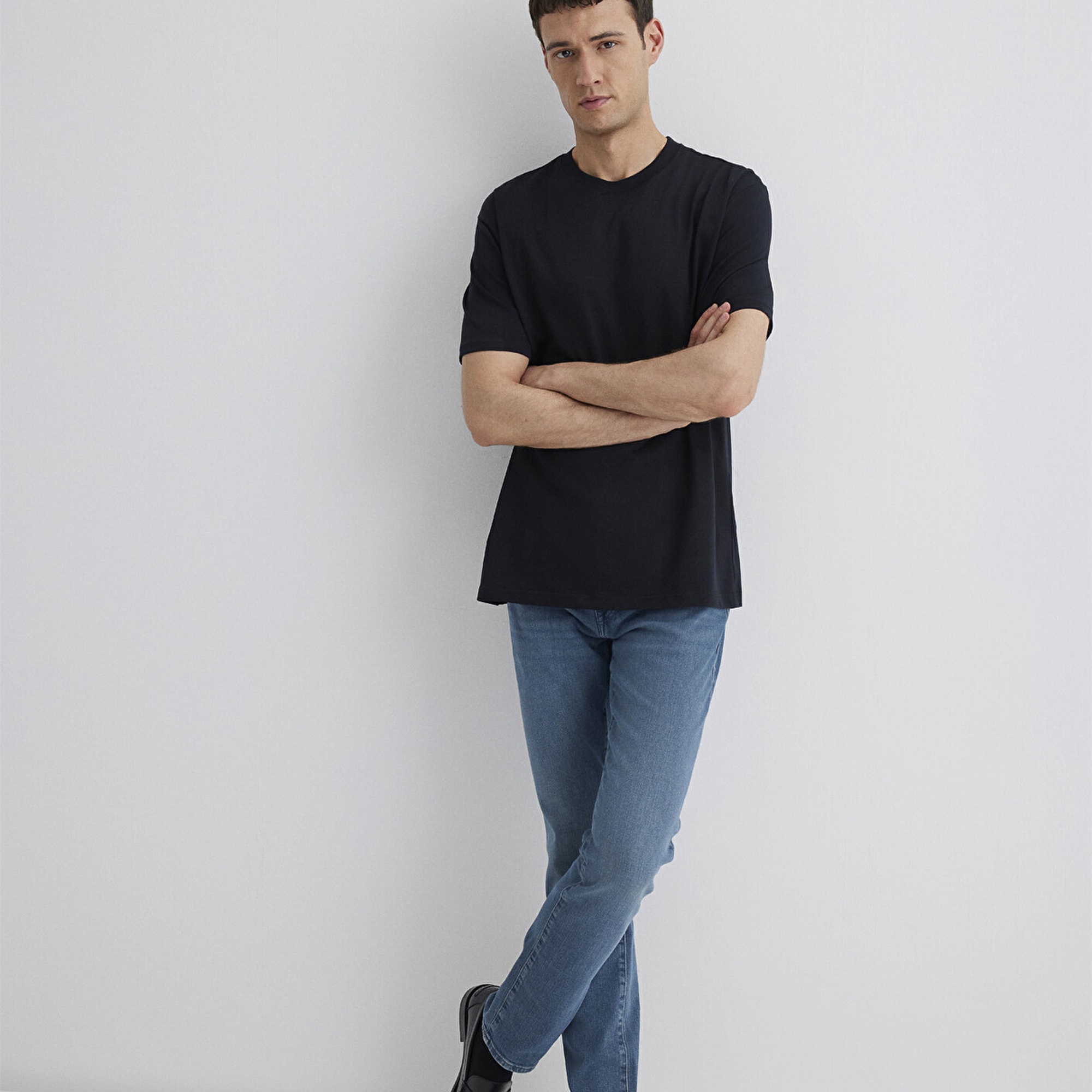 Mavi Siyah Basic Tişört Loose Fit / Bol Rahat Kesim 0611596-900