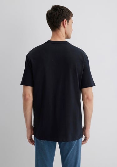  Mavi Siyah Basic Tişört Loose Fit / Bol Rahat Kesim 0611596-900