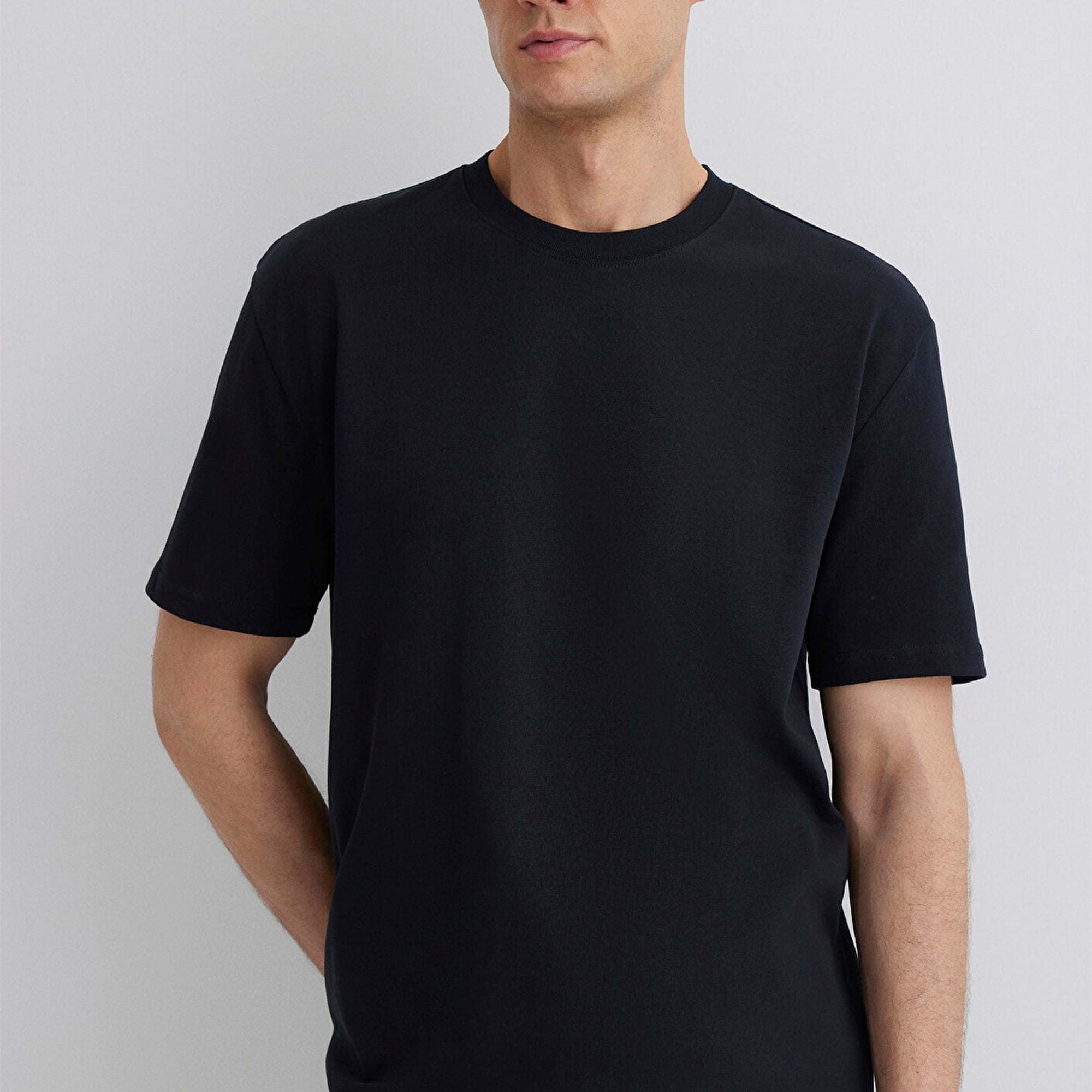 Mavi Siyah Basic Tişört Loose Fit / Bol Rahat Kesim 0611596-900