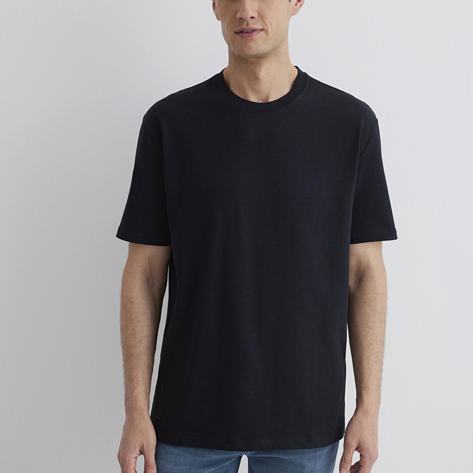 Mavi Siyah Basic Tişört Loose Fit / Bol Rahat Kesim 0611596-900