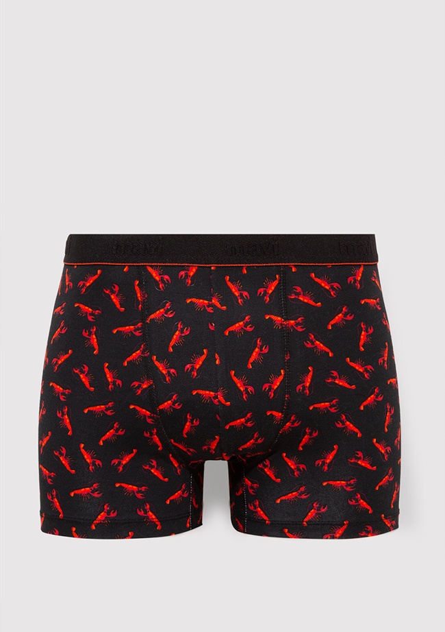  Mavi Istakoz Baskılı Siyah Boxer 0911307-900