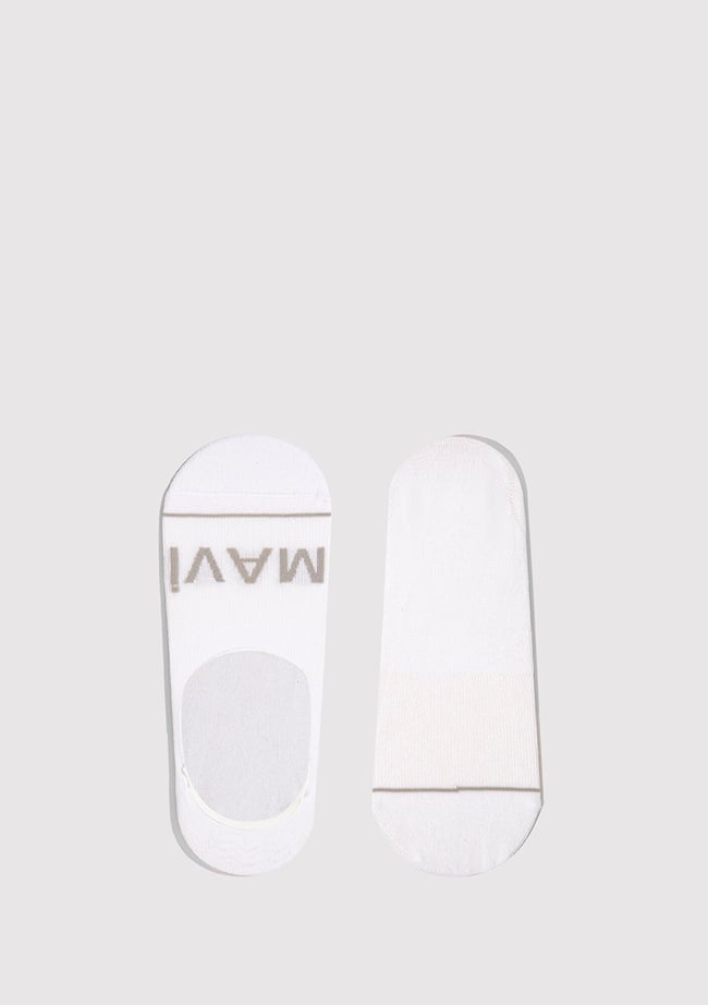  Mavi Mavi Logo Baskılı Beyaz Babet Çorabı 0911319-620