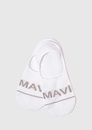  Mavi Mavi Logo Baskılı Beyaz Babet Çorabı 0911319-620