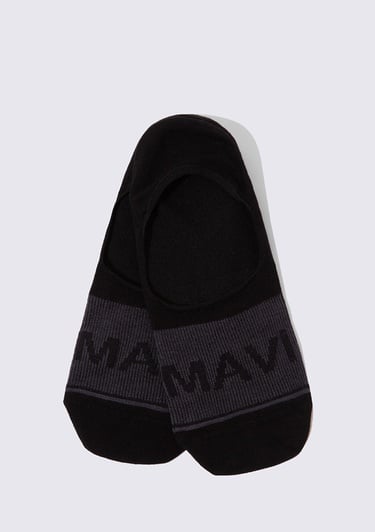  Mavi Mavi Logo Baskılı Siyah Babet Çorabı 0911319-900