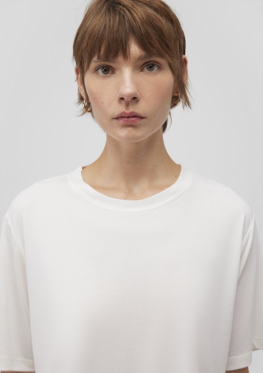  Mavi Lux Touch Tencel TM Beyaz Modal Basic Crop Tişört Crop / Kısa Kesim 1612231-70057