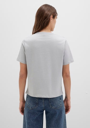  Mavi Gri Basic Tişört Regular Fit / Normal Kesim 1600965-70075