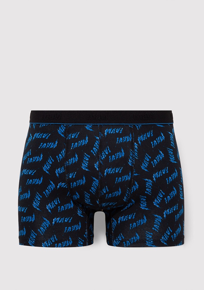  Mavi Baskılı Siyah Boxer 0911306-85857