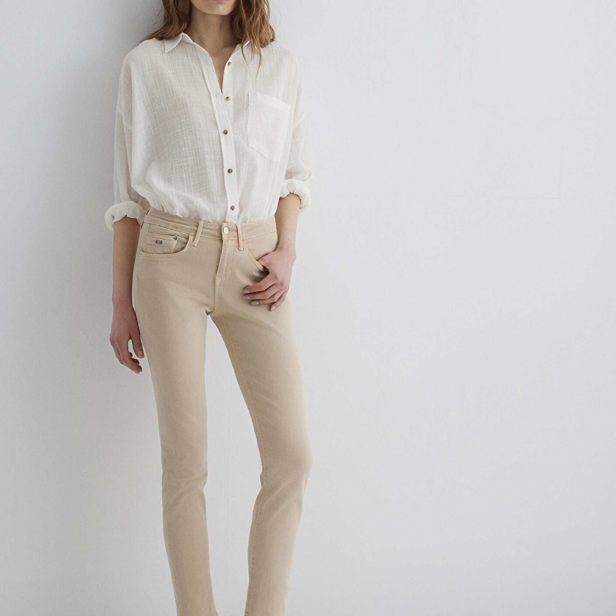 Mavi Ada Mavi Premium Krem Gabardin Pantolon 1020586447