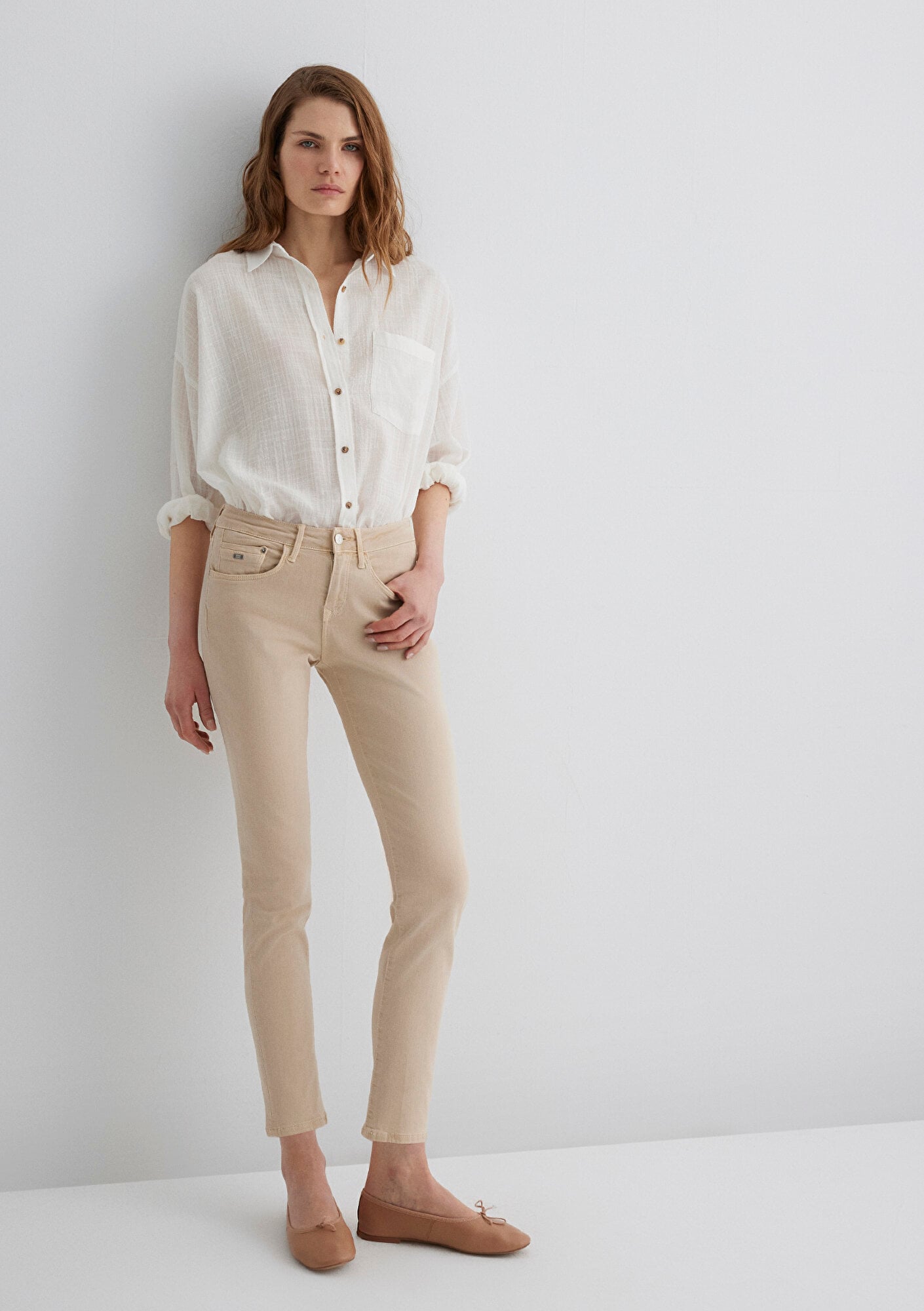  Mavi Ada Mavi Premium Krem Gabardin Pantolon 1020586447