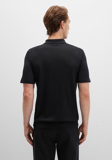  Mavi Siyah Triko Polo Fitted / Vücuda Oturan Kesim 0710249-900
