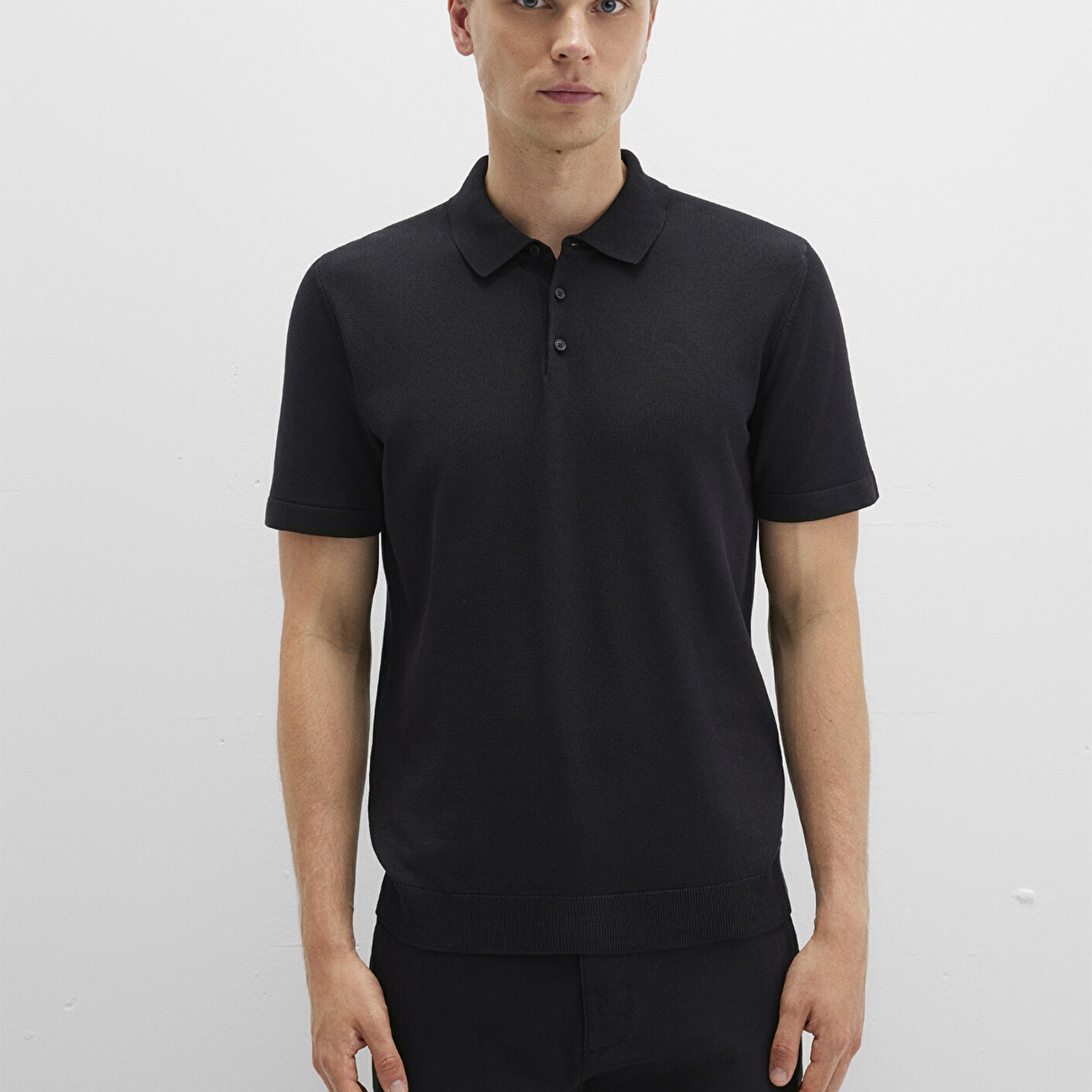 Mavi Siyah Triko Polo Fitted / Vücuda Oturan Kesim 0710249-900