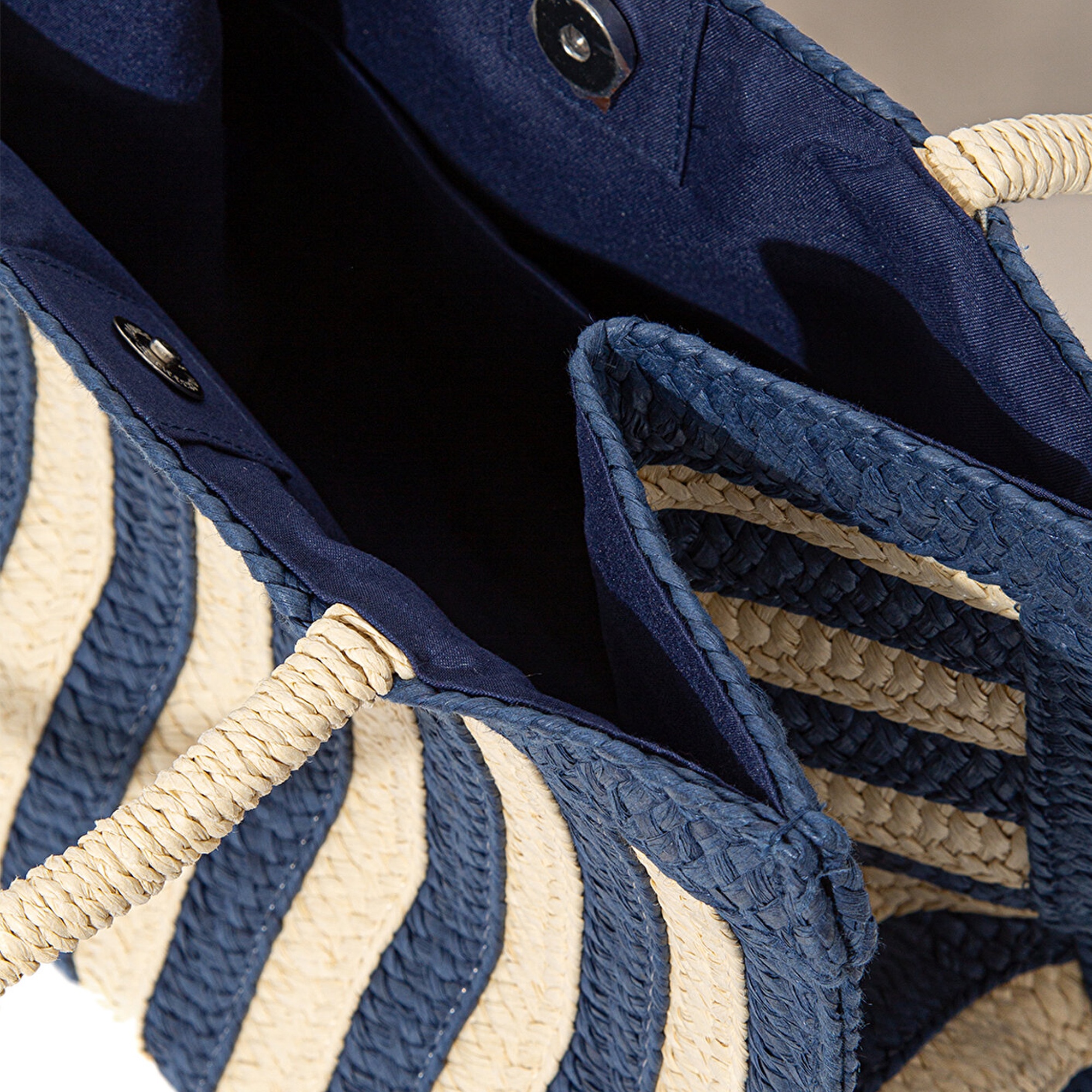 Mavi Lacivert Çizgili Hasır Tote Çanta 1912103-30717