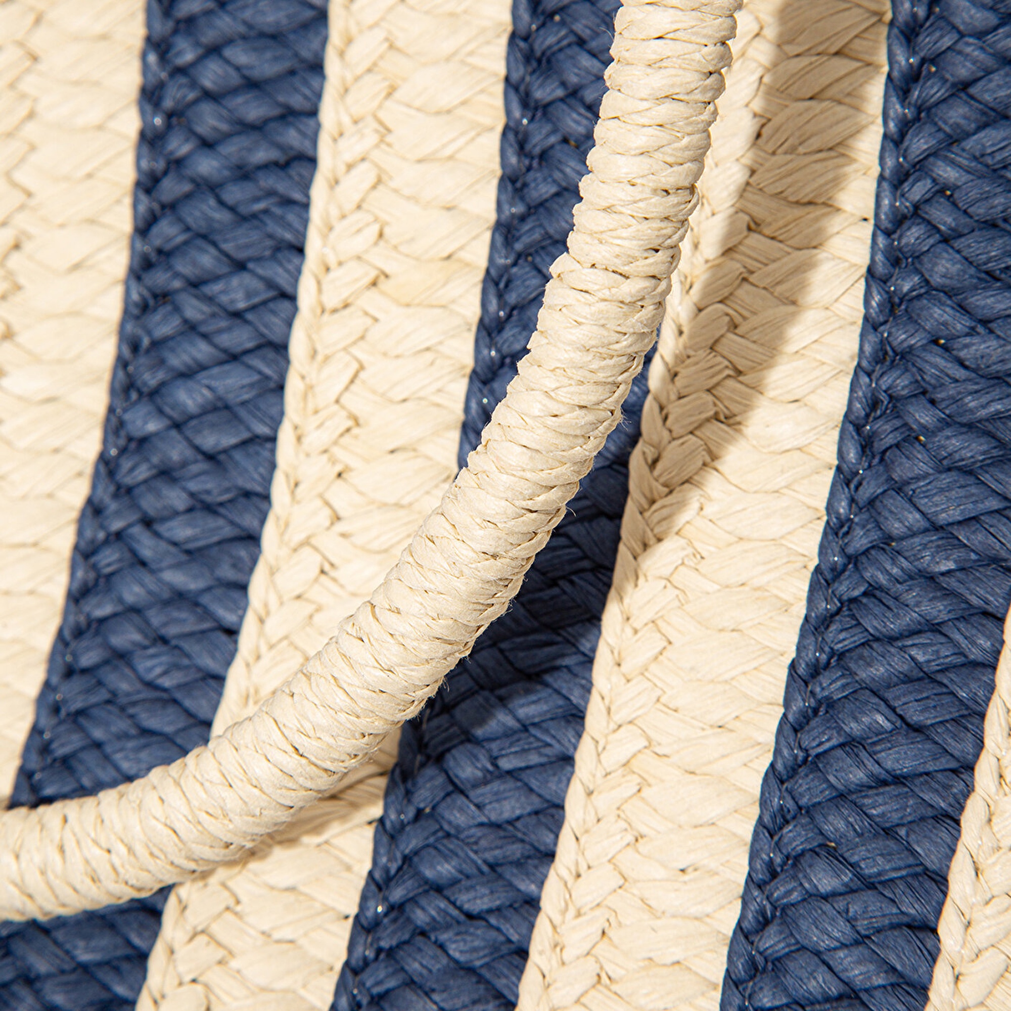 Mavi Lacivert Çizgili Hasır Tote Çanta 1912103-30717