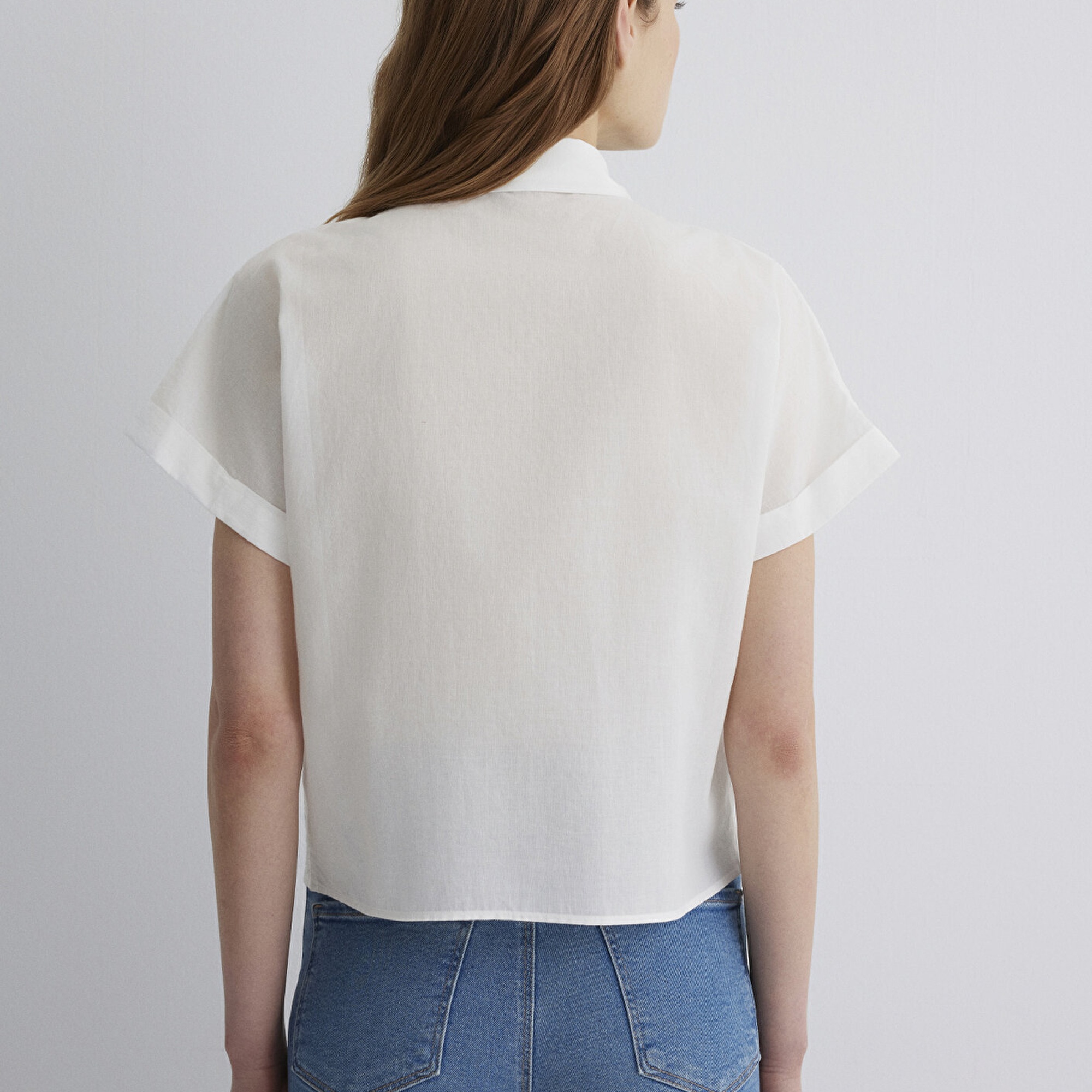 Mavi Nakış Detaylı Ekru Gömlek Regular Fit / Normal Kesim 1210740-70057