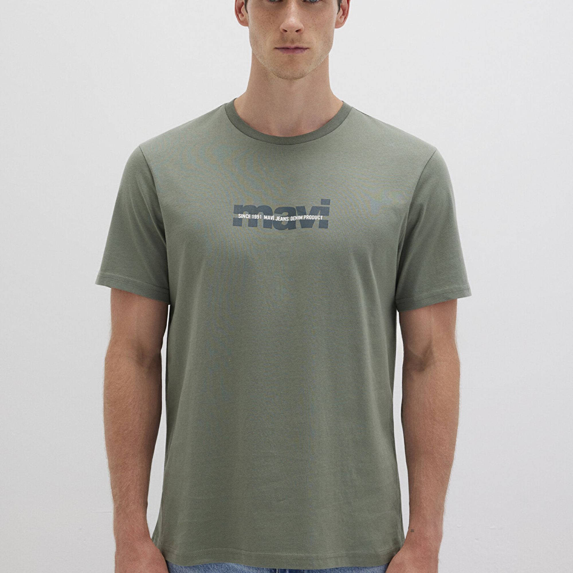 Mavi Mavi Logo Baskılı Haki Tişört Regular Fit / Normal Kesim 0610943-80692