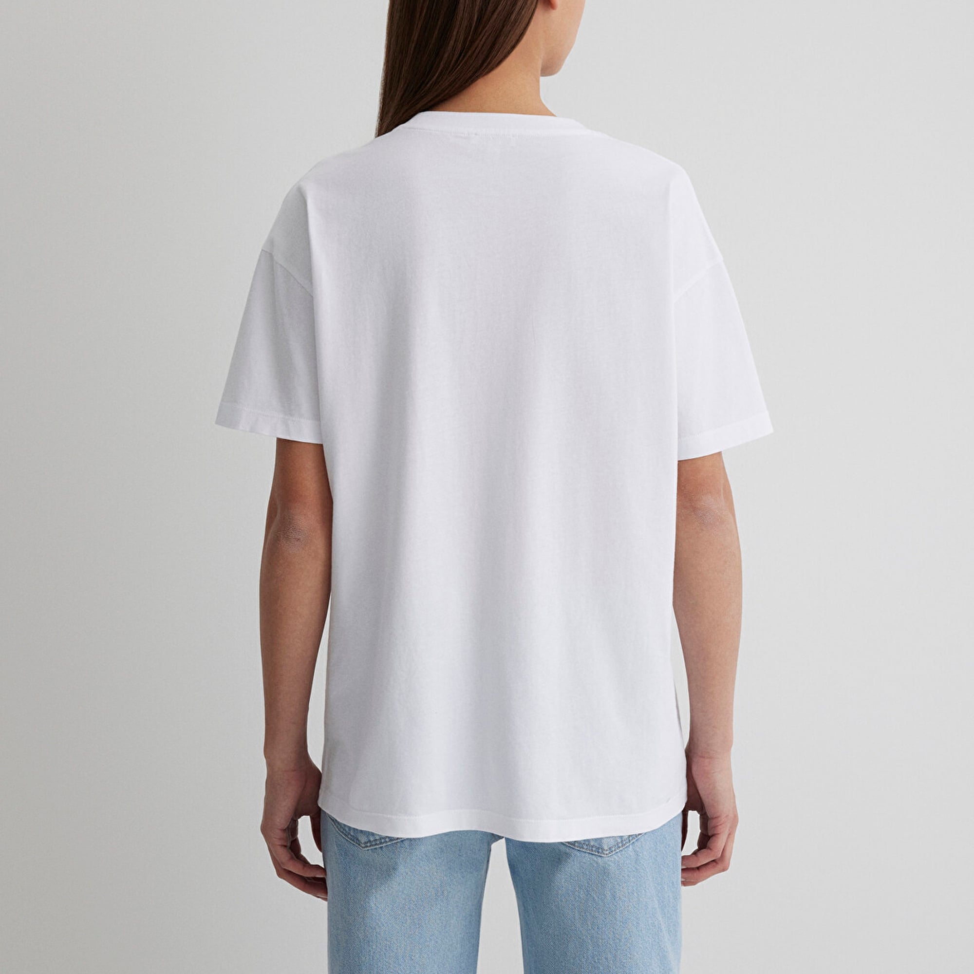 Mavi Miav Baskılı Beyaz Tişört Loose Fit / Bol Rahat Kesim 1612457-620