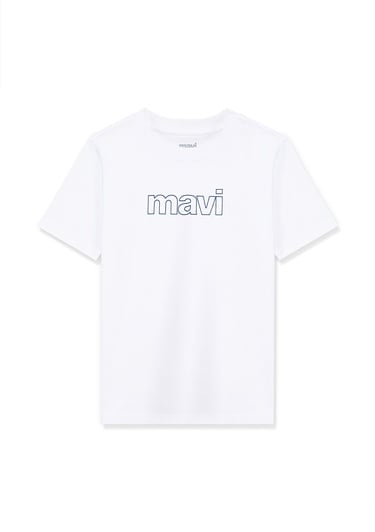  Mavi Mavi Logo Baskılı Beyaz Tişört Regular Fit / Normal Kesim 66323620