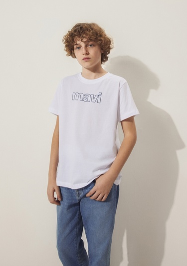  Mavi Mavi Logo Baskılı Beyaz Tişört Regular Fit / Normal Kesim 66323620