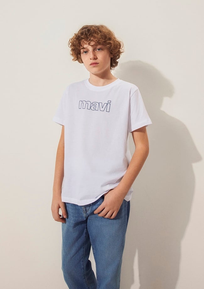  Mavi Mavi Logo Baskılı Beyaz Tişört Regular Fit / Normal Kesim 66323620