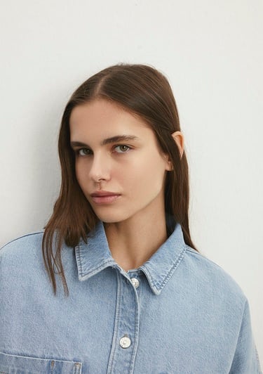  Mavi Vivi 90lar Açık Mavi Jean Gömlek Crop / Kısa Kesim 1210244-86442