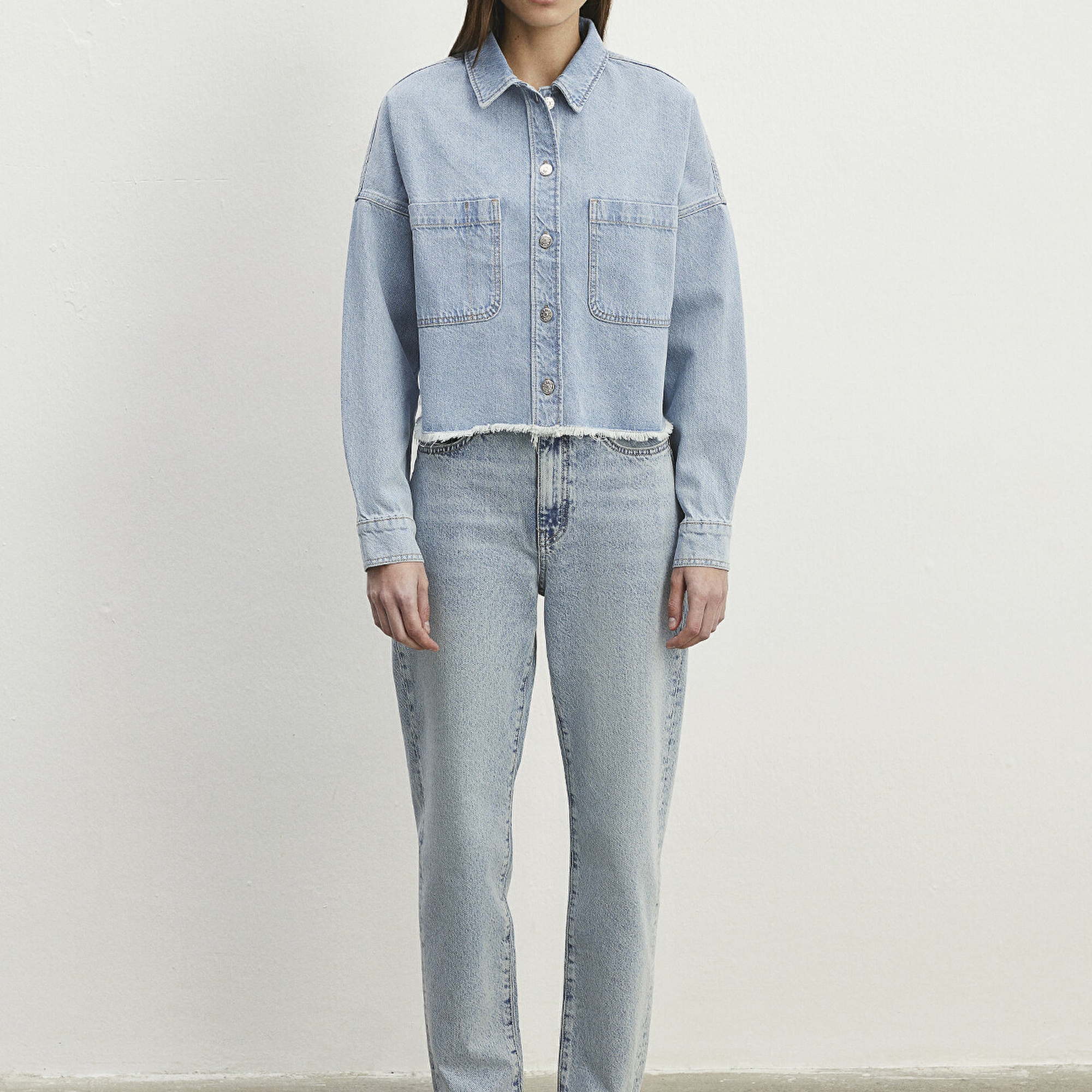 Mavi Vivi 90lar Açık Mavi Jean Gömlek Crop / Kısa Kesim 1210244-86442