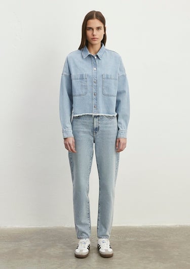  Mavi Vivi 90lar Açık Mavi Jean Gömlek Crop / Kısa Kesim 1210244-86442