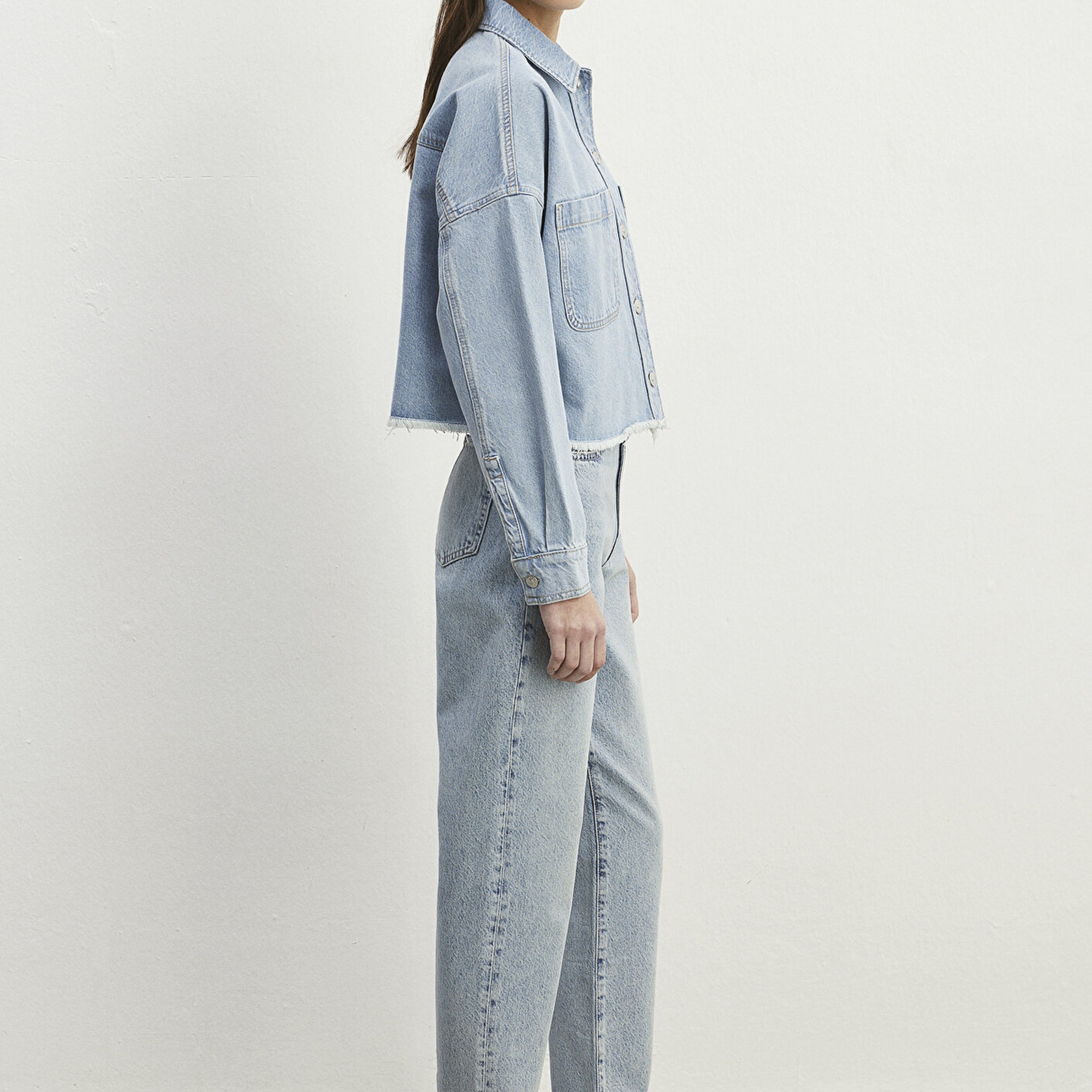 Mavi Vivi 90lar Açık Mavi Jean Gömlek Crop / Kısa Kesim 1210244-86442