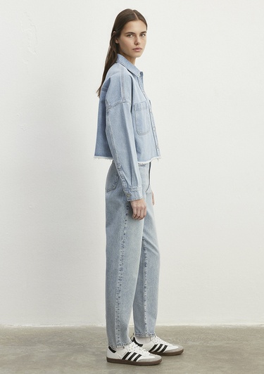  Mavi Vivi 90lar Açık Mavi Jean Gömlek Crop / Kısa Kesim 1210244-86442