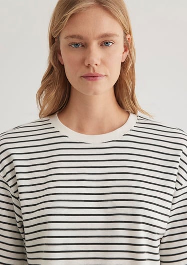  Mavi Çizgili Crop Tişört Crop / Kısa Kesim 1612700-85308