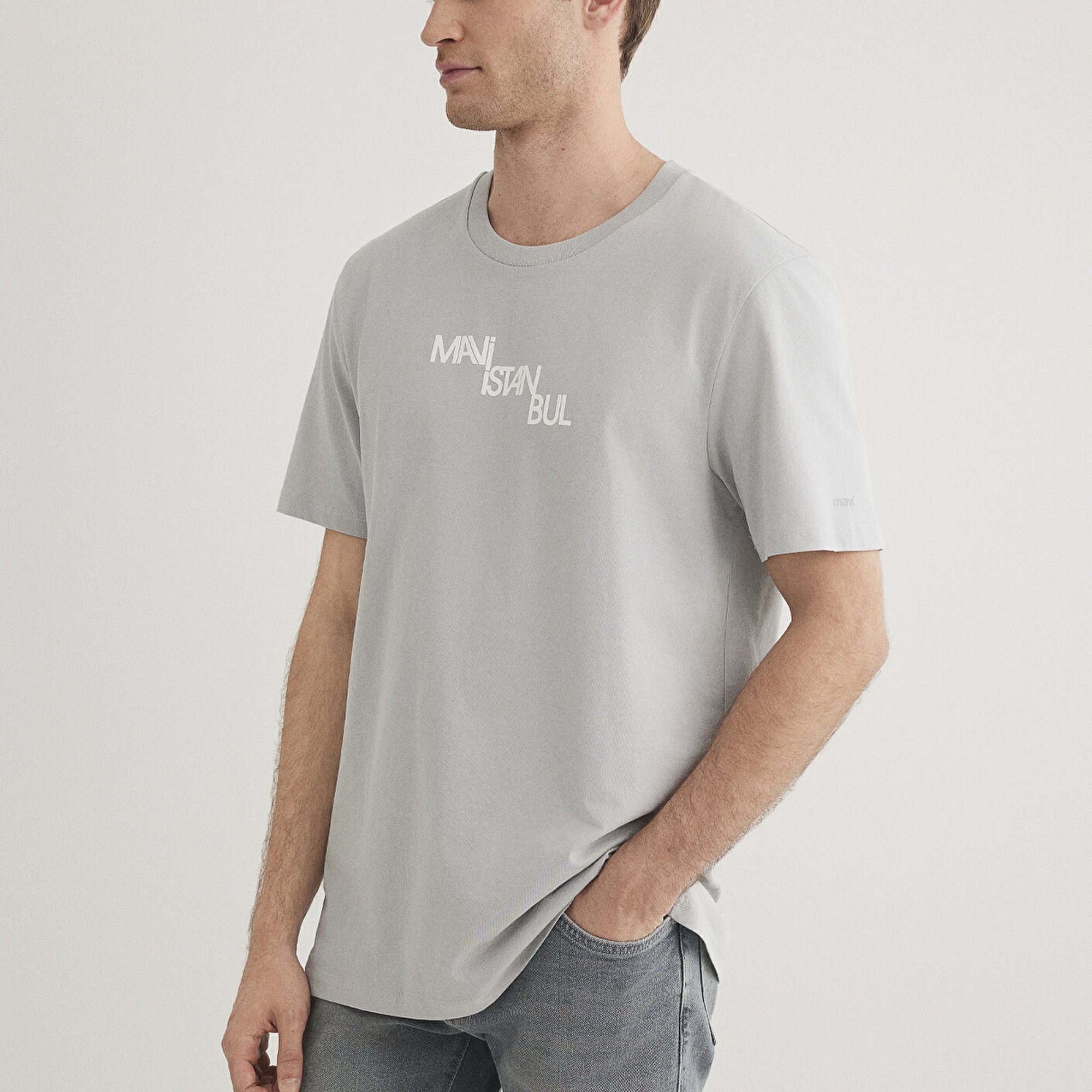 Mavi Mavi İstanbul Baskılı Gri Tişört Regular Fit / Normal Kesim 0612274-70075