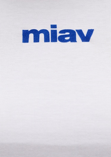  Mavi Miav Baskılı Beyaz Crop Tişört Crop / Kısa Kesim 1612453-620