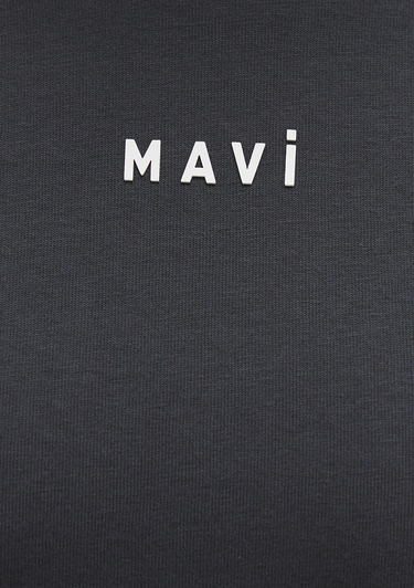  Mavi Mavi Logo Baskılı Antrasit Tişört Loose Fit / Bol Rahat Kesim 1612518-70087