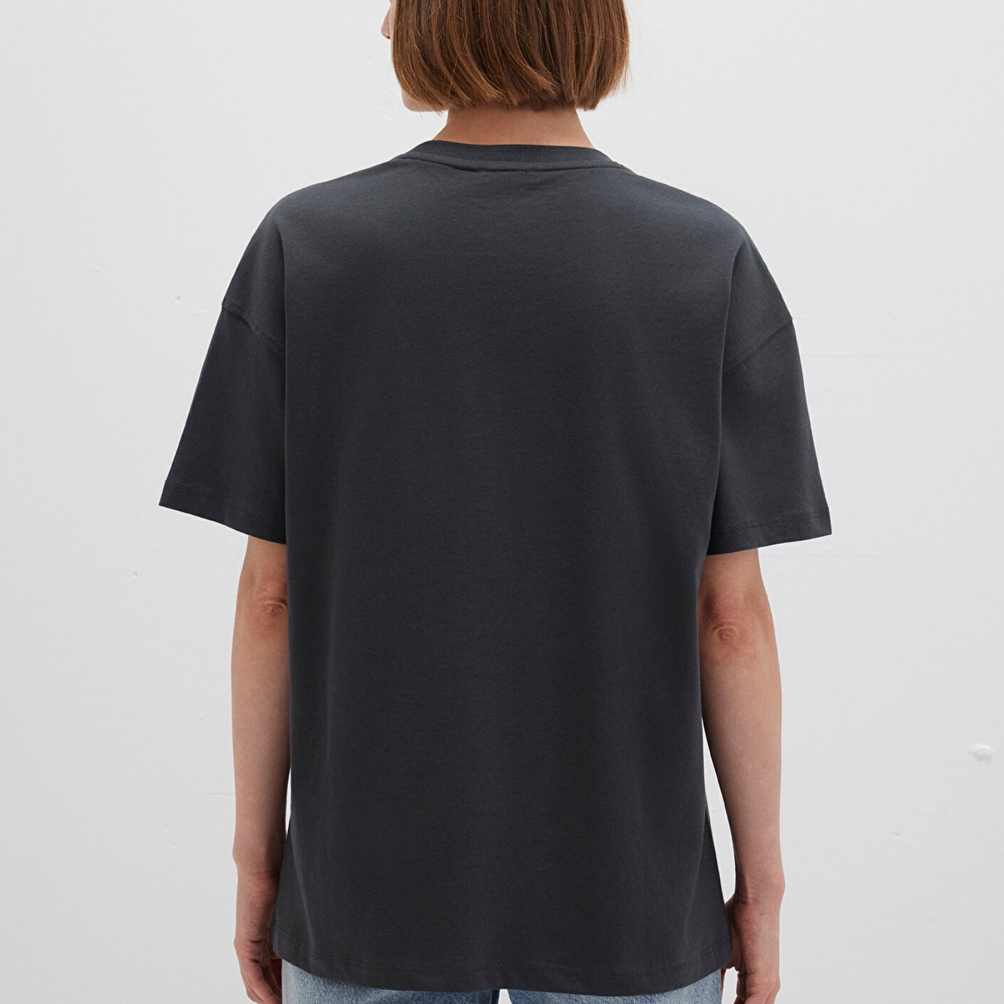 Mavi Mavi Logo Baskılı Antrasit Tişört Loose Fit / Bol Rahat Kesim 1612518-70087