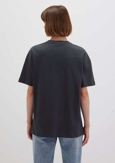  Mavi Mavi Logo Baskılı Antrasit Tişört Loose Fit / Bol Rahat Kesim 1612518-70087