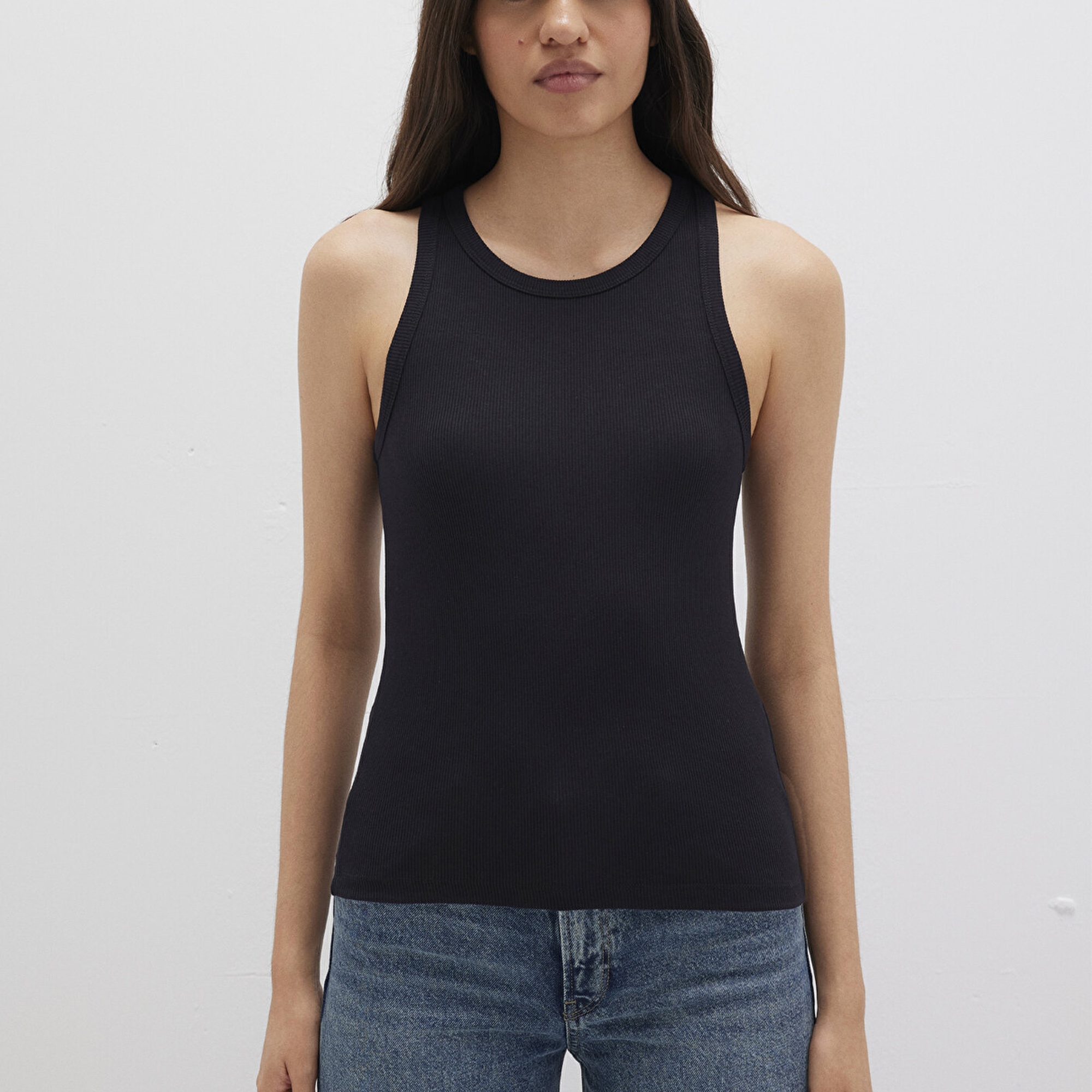 Mavi Halter Yaka Siyah Basic Atlet Slim Fit / Dar Kesim 1612462-900