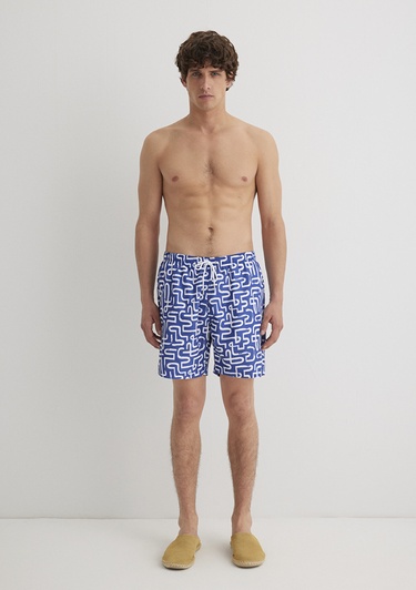  Mavi Baskılı Mavi Deniz Şortu 0911480-70758