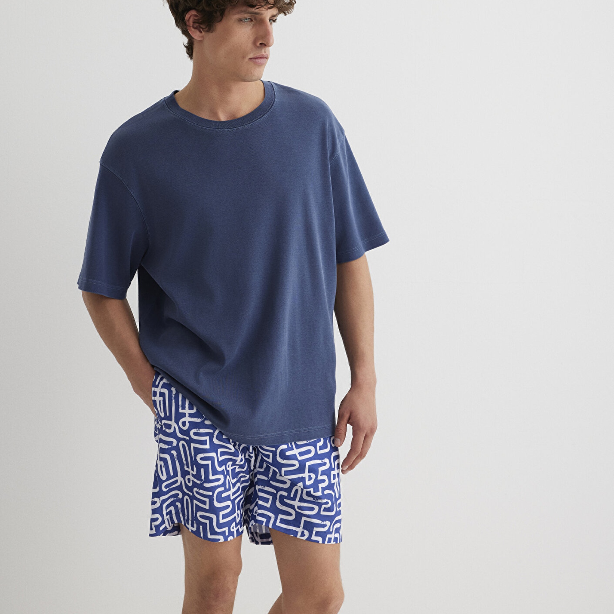 Mavi Baskılı Mavi Deniz Şortu 0911480-70758