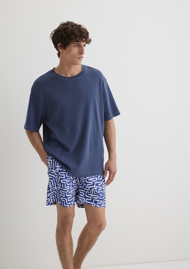  Mavi Baskılı Mavi Deniz Şortu 0911480-70758