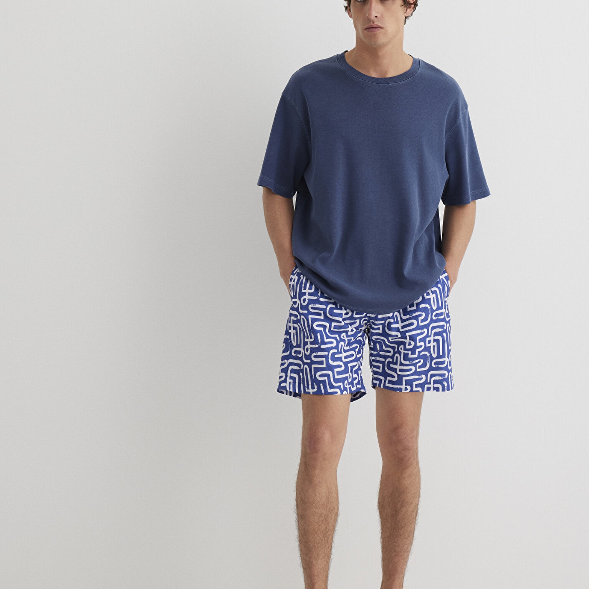 Mavi Baskılı Mavi Deniz Şortu 0911480-70758