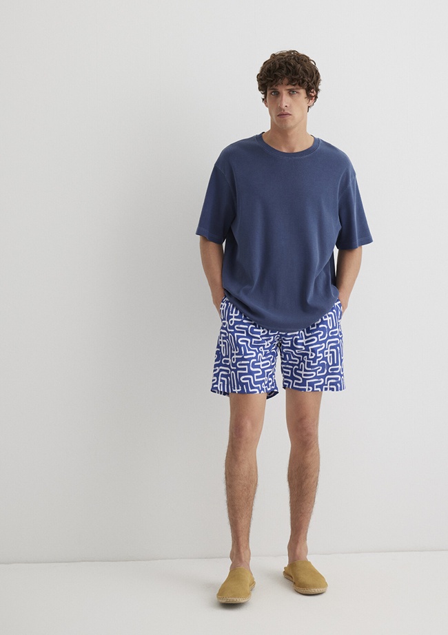  Mavi Baskılı Mavi Deniz Şortu 0911480-70758