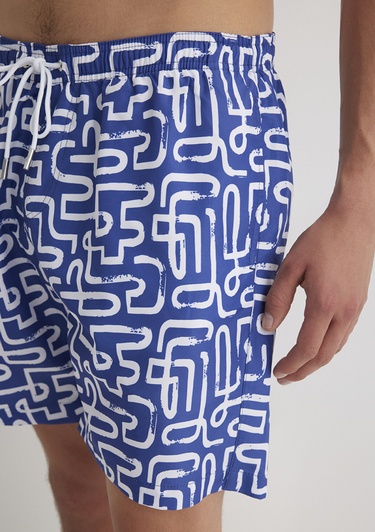  Mavi Baskılı Mavi Deniz Şortu 0911480-70758