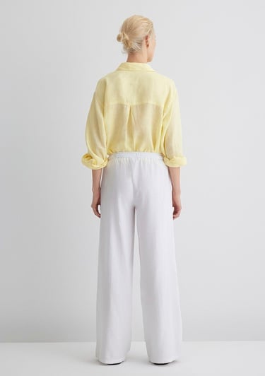  Mavi Keten Karışımlı Beyaz Pantolon 1010686-620