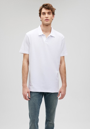  Mavi Beyaz Polo Tişört Loose Fit / Bol Rahat Kesim 0611904-620