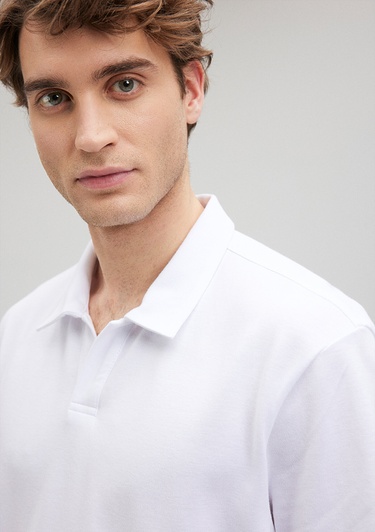  Mavi Beyaz Polo Tişört Loose Fit / Bol Rahat Kesim 0611904-620