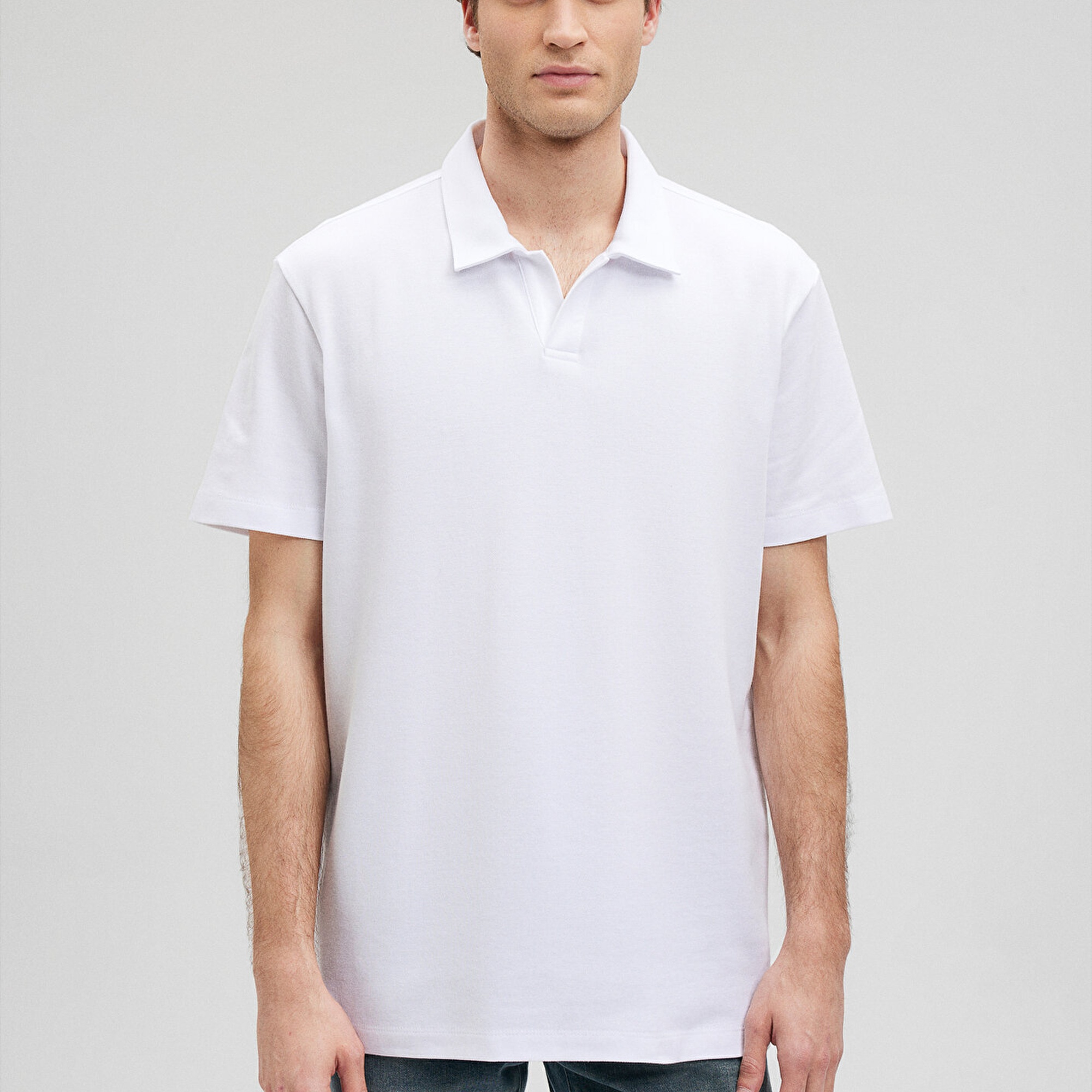 Mavi Beyaz Polo Tişört Loose Fit / Bol Rahat Kesim 0611904-620