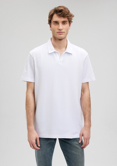  Mavi Beyaz Polo Tişört Loose Fit / Bol Rahat Kesim 0611904-620