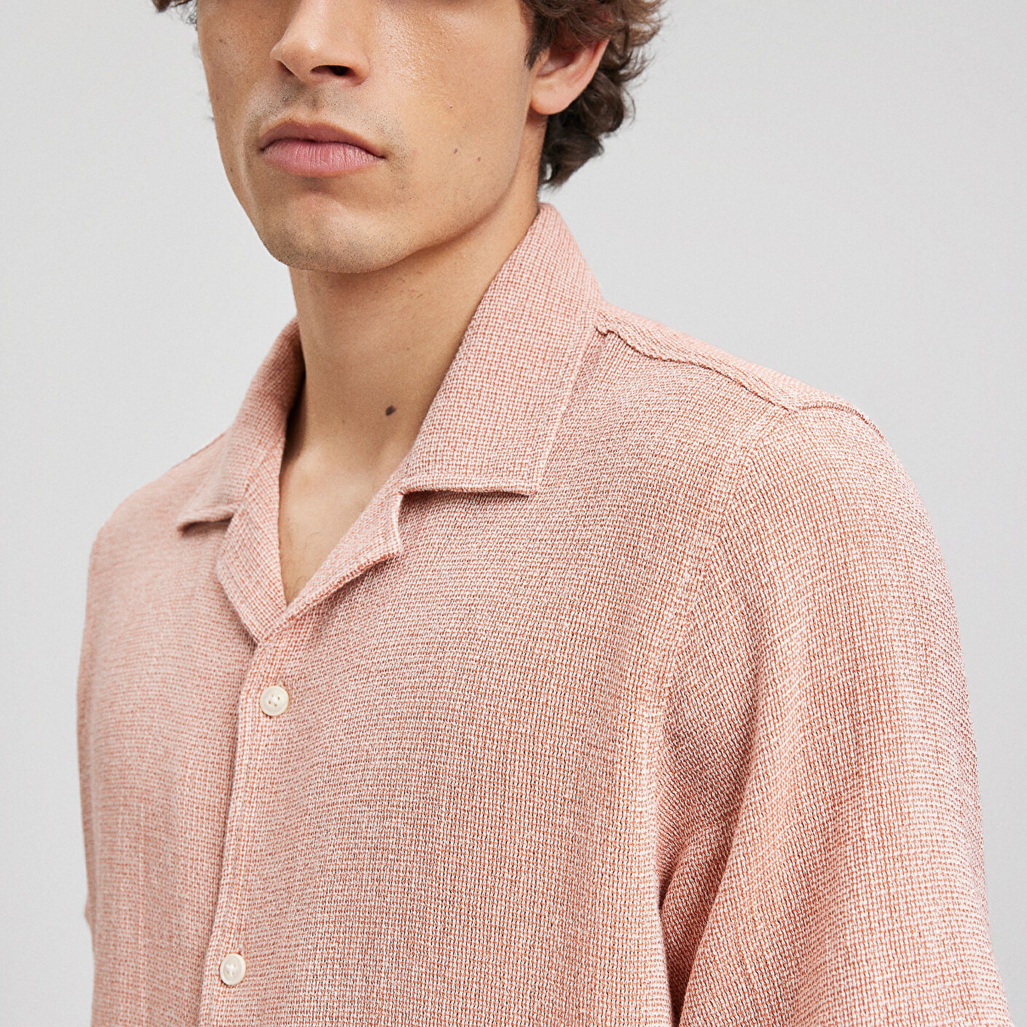 Mavi Dokulu Turuncu Gömlek Regular Fit / Normal Kesim 0210828-70448