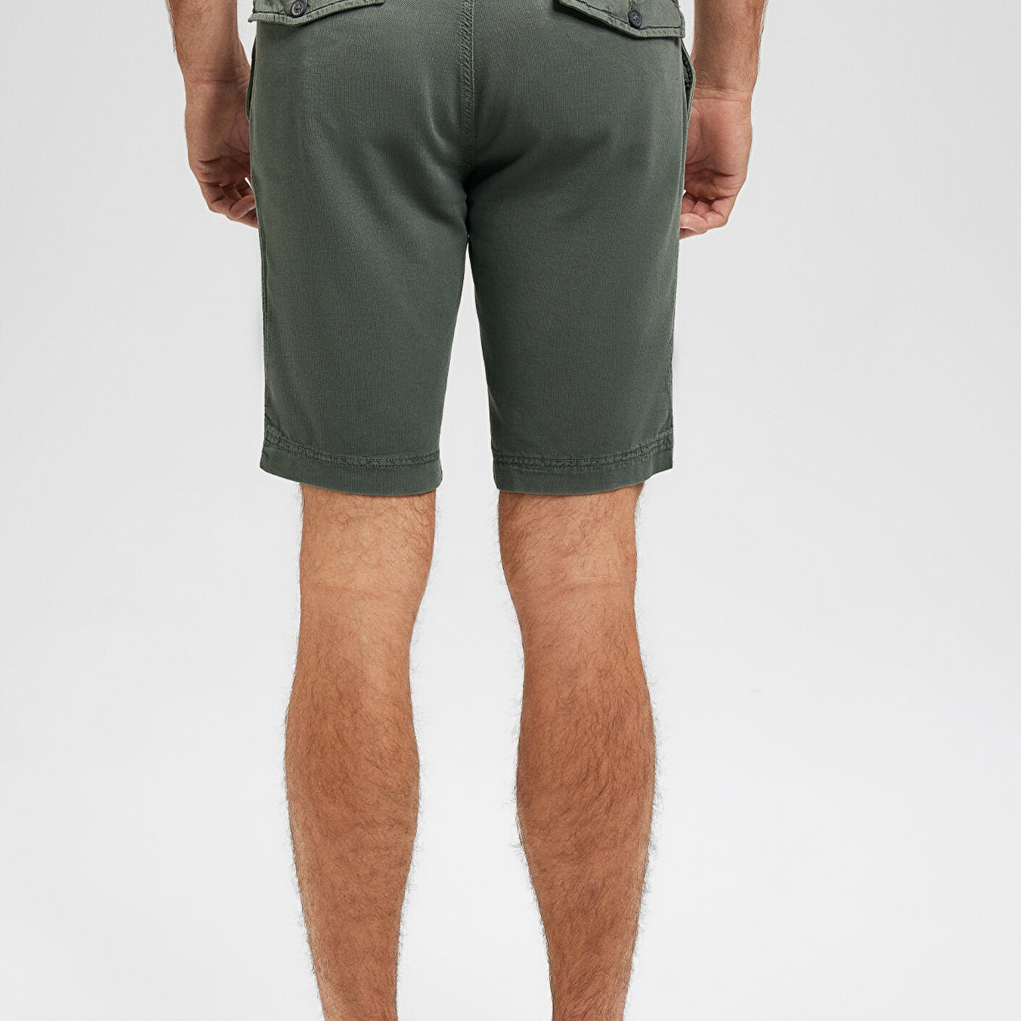 Mavi Keten Karışımlı Yeşil Chino Şort 0436187704