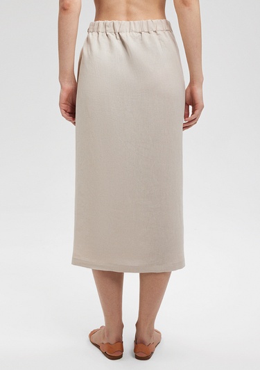  Mavi Keten Karışımlı Bej Viskoz Etek 1310521-70136