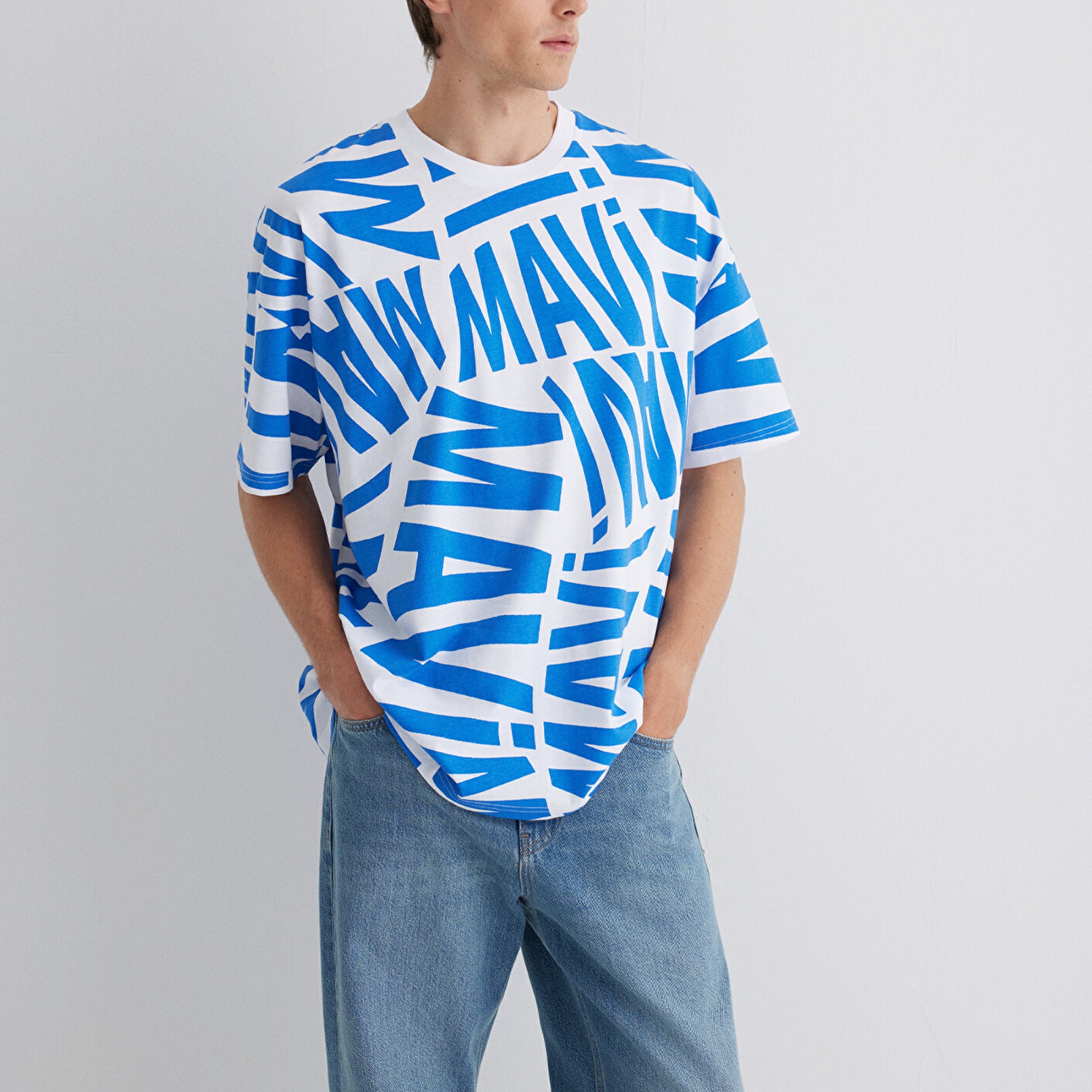 Mavi Mavi Logo Baskılı Mavi Tişört Oversize / Geniş Kesim 0610629-81347